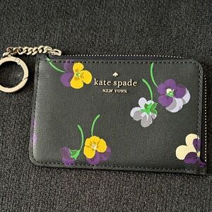 Kate Spade Black Key Holder with Purple and Yellow Floral Design